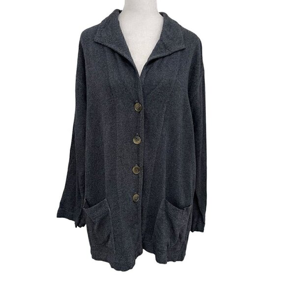 Cut Loose Linen Blend Blazer Jacket Nautical Navy Blue Lagenlook size Medium - Picture 1 of 5
